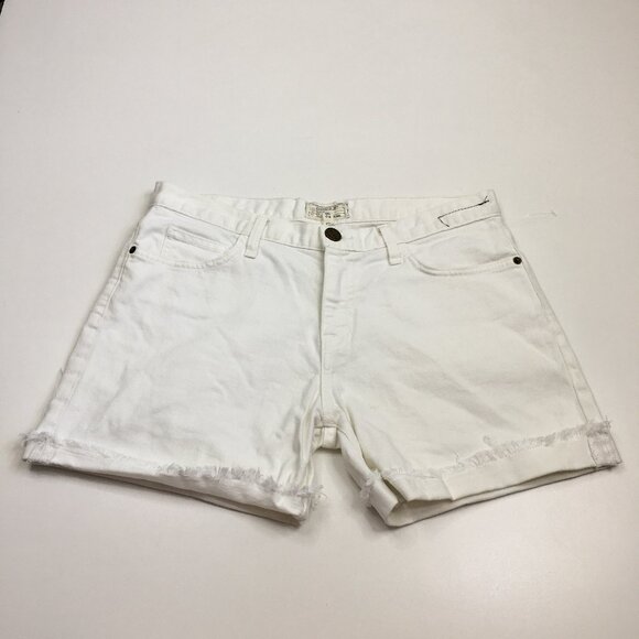 CURRENT ELLIOTT Sugar Wash The Boyfriend Roll Short Cuffed Raw Hem Denim Shorts - Picture 1 of 13